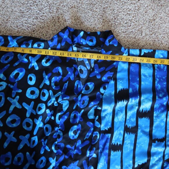West African Blue and Black Patterned Long Kaftan Bubu Dress w/Pockets NWOT - Picture 12 of 16